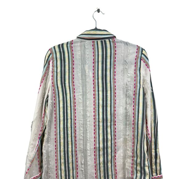 Chico's Womens‎ Beaded Embellished Floral Top Shirt Embroidered Striped Fringe 0 - Picture 5 of 6